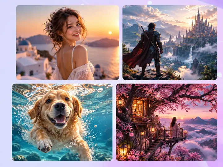Examples of imaginative images created from written ideas.